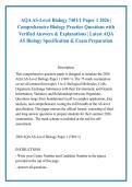 AQA AS-Level Biology 7401&sol;1 Paper 1 2026 &vert; &NewLine;Comprehensive Biology Practice Questions with &NewLine;Verified Answers & Explanations &vert; Latest AQA &NewLine;AS Biology Specification & Exam Preparation