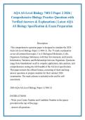 AQA AS-Level Biology 7401&sol;2 Paper 2 2026 &vert; &NewLine;Comprehensive Biology Practice Questions with &NewLine;Verified Answers & Explanations &vert; Latest AQA &NewLine;AS Biology Specification & Exam Preparation
