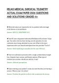RELIAS MEDICAL SURGICAL TELEMETRY&NewLine;ACTUAL EXAM PAPER 2026 QUESTIONS&NewLine;AND SOLUTIONS GRADED A&plus;