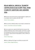 RELIAS MEDICAL SURGICAL TELEMETRY&NewLine;CERTIFICATION EXAM SCRIPT FINAL PAPER&NewLine;COMPLETE QUESTIONS AND ANSWERS&NewLine;2026
