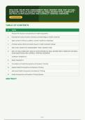 WGU D391 OBJECTIVE ASSESSMENT FINAL NEWEST 2026&sol; 2027 ACTUAL&NewLine;EXAM D391 HEALTH ECOSYSTEMS OA FINAL REVIEW WITH COMPLETE&NewLine;300 REAL EXAM QUESTIONS AND CORRECT VERIFIED ANSWERS&sol;&NewLine;&NewLine;