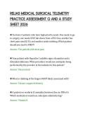 RELIAS MEDICAL SURGICAL TELEMETRY&NewLine;PRACTICE ASSESSMENT Q AND A STUDY&NewLine;SHEET 2026&NewLine;
