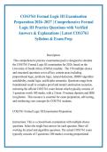 COS3761 Formal Logic III Examination &NewLine;Preparation 2026&ndash;2027 &vert; Comprehensive Formal &NewLine;Logic III Practice Questions with Verified &NewLine;Answers & Explanations &vert; Latest COS3761 &NewLine;Syllabus & Exam Prep