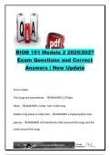 BIOD 151 Module 2 2026&sol;2027 &vert; 100&plus; Exam Questions & Answers &vert; Respiratory System&comma; Lung Anatomy&comma; Gas Exchange & Lung Volumes &vert; Portage Learning