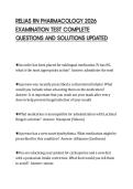 RELIAS RN PHARMACOLOGY 2026&NewLine;EXAMINATION TEST COMPLETE&NewLine;QUESTIONS AND SOLUTIONS UPDATED