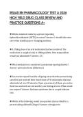 RELIAS RN PHARMACOLOGY TEST A 2026&NewLine;HIGH YIELD DRUG CLASS REVIEW AND&NewLine;PRACTICE QUESTIONS A&plus;