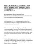RELIAS RN PHARMACOLOGY TEST A 2026&NewLine;MOCK QUIZ PRACTICE SET FOR NURSING&NewLine;COMPETENCY A&plus;&NewLine;