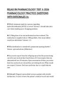 RELIAS RN PHARMACOLOGY TEST A 2026&NewLine;PHARMACOLOGY PRACTICE QUESTIONS&NewLine;WITH RATIONALES A&plus;