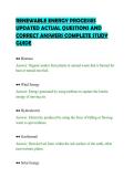 RENEWABLE ENERGY PROCESSES&NewLine;UPDATED ACTUAL QUESTIONS AND&NewLine;CORRECT ANSWERS COMPLETE STUDY&NewLine;GUIDE&NewLine;