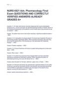 NURS 6521 Adv&period; Pharmacology Final &NewLine;Exam QUESTIONS AND CORRECTLY &NewLine;VERIFIED ANSWERS ALREADY &NewLine;GRADED A&plus;