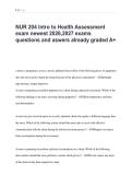 NUR 204 Intro to Health Assessment &NewLine;exam newest 2026&comma;2027 exams &NewLine;questions and aswers already graded A&plus;