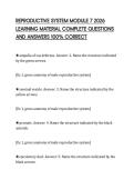 REPRODUCTIVE SYSTEM MODULE 7 2026&NewLine;LEARNING MATERIAL COMPLETE QUESTIONS&NewLine;AND ANSWERS 100&percnt; CORRECT&NewLine;