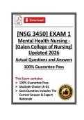 NSG3450&sol;NSG 3450 Exam 1 &vert; Mental Health Nursing &vert; Galen College &vert; 26&sol;27 Updated &lpar;PDF&rpar;