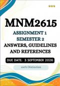 MNM2615 Assignment 1 Semester 2 &vert;&vert;&lpar;ANSWERS AND GUIDELINES&rpar;&vert;Due Date 3 September 2026