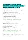 RESEARCH METHODS FOR BUSINESS&NewLine;COMPREHENSIVE TEST PAPER QUESTIONS&NewLine;AND SOLUTIONS GRADED APLUS&NewLine;
