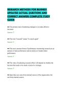 RESEARCH METHODS FOR BUSINESS&NewLine;UPDATED ACTUAL QUESTIONS AND&NewLine;CORRECT ANSWERS COMPLETE STUDY&NewLine;GUIDE