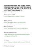 RESEARCH METHODS FOR THE BEHAVIORAL&NewLine;SCIENCES ACTUAL TEST PAPER QUESTIONS&NewLine;AND SOLUTIONS GRADED A