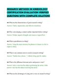 RESEARCH METHODS IN KINESIOLOGY&NewLine;CERTIFICATION EVALUATION VERIFIED&NewLine;QUESTIONS WITH COMPLETE SOLUTIONS&NewLine;