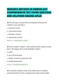 RESEARCH METHODS IN KINESIOLOGY&NewLine;COMPREHENSIVE TEST PAPER QUESTIONS&NewLine;AND SOLUTIONS GRADED APLUS&NewLine;