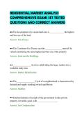 RESIDENTIAL MARKET ANALYSIS&NewLine;COMPREHENSIVE EXAMS SET TESTED&NewLine;QUESTIONS AND CORRECT ANSWERS&NewLine;