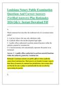 Louisiana Notary Public Examination &NewLine;Questions And Correct Answers &NewLine;&lpar;Verified Answers&rpar; Plus Rationales &NewLine;2026 Q&A &vert; Instant Download Pdf 
