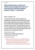 ABIM INTERVENTIONAL CARDIOLOGY &NewLine;CERTIFICATION EXAMINATION PRACTICE&ast;&ast;&ast; &NewLine;QUESTIONS AND VERIFIED ANSWERS &vert; &NewLine;2026&sol;2027 UPDATE &vert; &plus; RATIONALES