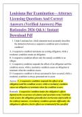Louisiana Bar Examination&mdash;Attorney &NewLine;Licensing Questions And Correct &NewLine;Answers &lpar;Verified Answers&rpar; Plus &NewLine;Rationales 2026 Q&A &vert; Instant &NewLine;Download Pdf
