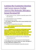 Louisiana Bar Examination Questions &NewLine;And Correct Answers &lpar;Verified &NewLine;Answers&rpar; Plus Rationales 2026 Q&A &vert; &NewLine;Instant Download Pdf 