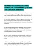 RESPIRATORY SYSTEM MANAGEMENT&NewLine;STUDY GUIDE 2026 COMPLETE QUESTIONS&NewLine;AND SOLUTIONS VERIFIED A&plus;