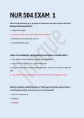 NUR 504 &sol; NUR504 EXAM 1&period; QUESTIONS WITH 1OO&percnt; CORRECT ANSWERS&period; 