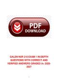 GALEN NUR 210 Exam 1 2026&ndash;2027 &mdash; In-Depth Questions with Correct and Verified Answers&comma; Graded A&plus;
