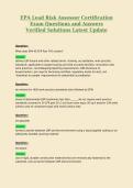 EPA Lead Risk Assessor CERTIFICATIO2 Exam Questions and Answers Verified Solutions Latest Update
