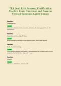 EPA Lead Risk Assessor CERTIFICATIO3 Exam Questions and Answers Verified Solutions Latest Update