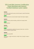EPA Lead Risk Assessor CERTIFICATIO5 Exam Questions and Answers Verified Solutions Latest Update