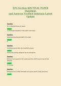 EPA Section 609 FINAL PAPER Questions and Answers Verified Solutions Latest Update