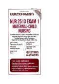 NUR 2513 EXAM 1 MATERNAL-CHILD NURSING Questions and Answers &vert; 2026&sol;2027 &vert; Rasmussen University