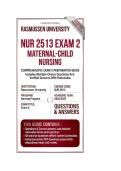 NUR 2513 Exam 2 Maternal-Child Nursing Questions and Answers &vert; 2026&sol;2027 &vert; Rasmussen University