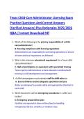 Texas Child-Care Administrator Licensing Exam &NewLine;Practice Questions And Correct Answers &NewLine;&lpar;Verified Answers&rpar; Plus Rationales 2025&sol;2026 &NewLine;Q&A &vert; Instant Download Pdf
