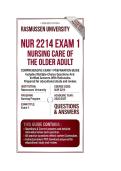 NUR 2214 EXAM 1 NURSING CARE OF THE OLDER ADULT Questions and Answers &vert; 2026&sol;2027 &vert; Rasmussen University