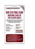 NUR 2214 EXAM 1&comma;EXAM 2 & FINAL EXAM BUNDLE NURSING CARE OF THE OLDER ADULT Questions and Answers &vert; 2026&sol;2027 &vert; Rasmussen University