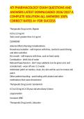 ATI PHARMACOLOGY EXAM QUESTIONS AND ANSWERS LATEST DOWNLOADED 2026&sol;2027 A COMPLETE SOLUTION ALL ANSWERS 100&percnt; CORRECT RATED A&plus; FOR SUCCESS