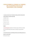 NUR 242 MEDICAL-SURGICAL NURSING&NewLine;ADVANCED PRACTICE EXAM&NewLine;QUESTIONS AND ANSWERS