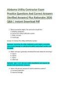 Alabama Utility Contractor Exam &NewLine;Practice Questions And Correct Answers &NewLine;&lpar;Verified Answers&rpar; Plus Rationales 2026 &NewLine;Q&A &vert; Instant Download Pdf 