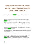 CHESP Exam Questions with Correct Answers Pass the Exam&comma; 100&percnt; Verified &lpar;2026 &sol; 2027&rpar; Graded A&plus;