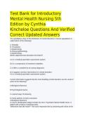 Test Bank for Introductory Mental Health Nursing 5th Edition by Cynthia Kincheloe