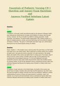 Essentials of Pediatric Nursing CH 1 Exam Questions and Answers Verified Solutions Latest Update