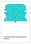 WGU C180 EXAM&sol; INTRODUCTION TO PSYCHOLOGY&sol; WGU C180 INTRODUCTION TO PSYCHOLOGY OBJECTIVE ASSESSMENT &lpar;OA&rpar; COMPLETE COMPREHENSIVE ACTUAL FINAL PRACTICE EXAM PREP STUDY GUIDE WITH REAL WELL ELABORATED AND MOST TESTED EVALUATION 100 PRACTICE QUESTIONS AND 100