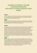 Essentials of Pediatric Nursing Examination Questions and Answers Verified Solutions Latest Update