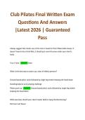 Club Pilates Final Written Exam Questions And Answers &vert;Latest 2026 &vert; Guaranteed Pass 