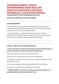 COLORADO MENTAL HEALTH JURISPRUDENCE EXAM 2026 &vert; 200 PRACTICE QUESTIONS & DETAILED RATIONALES &vert; LAW & ETHICS REVIEW